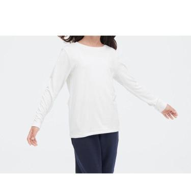 Imagem de Camiseta Térmica Uniqlo Heattech Infantil Manga Longa Branca