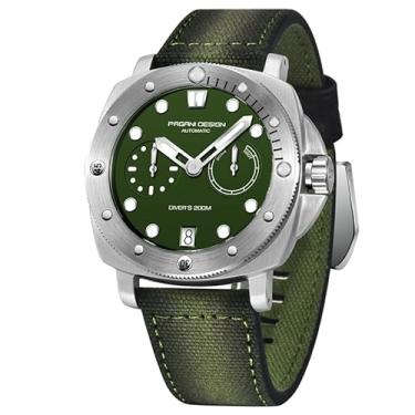 Imagem de Relógio masculino mecânico automático Pagani Design esportivo com pulseira de nylon à prova d'água relógio masculino calendário automático de vidro safira, Prateado, verde, Tendência