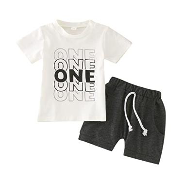Imagem de Suspensórios de bebê e gravata borboleta roupa de aniversário camiseta tops shorts roupas (branco, 6-9 meses)