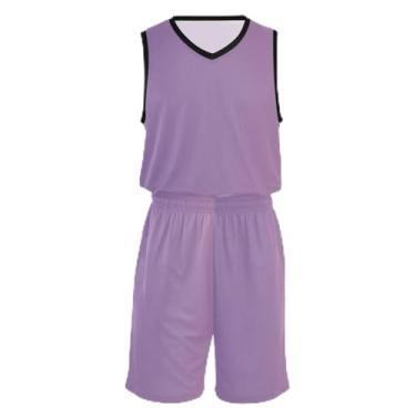 Imagem de Camiseta infantil de basquete azul rosa lilás amarelo gradiente, ajuste confortável, camisa de futebol 5T a 13T, Roxo dégradé, G