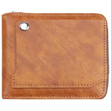 Imagem de Carteira curta portátil moderna dobrável para adultos unissex com zíper porta-cartão de crédito grande capacidade para homens, mulheres, meninos, meninas, trabalho, café leve, tamanho único