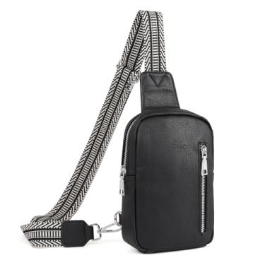 Imagem de CLUCI Bolsa tiracolo pequena feminina de couro vegano na moda, pochete feminina, Preto, Small, Transversal