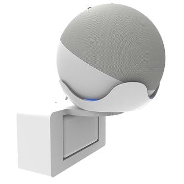 Imagem de Suporte Horizontal Stand de Tomada Compatível com Alexa Echo Dot 4ª ou 5ª Geração - Smart Speaker Home - Alto Falante Inteligente (Suporte Horizontal - Branco)