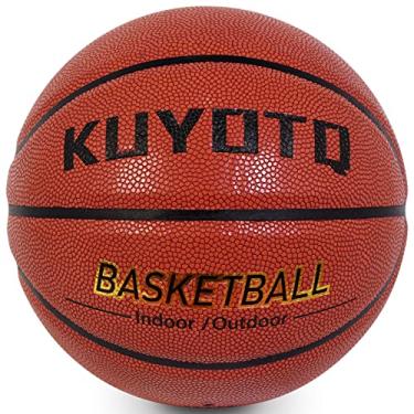 Imagem de KUYOTQ Tamanho oficial 5 (69,8 cm) basquete interno basquete composto couro basquete interior exterior presente de basquete masculino bola de basquete bola de basquete (esvaziado, marrom)