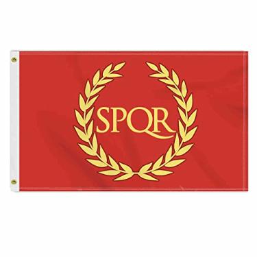 Imagem de MacLand Bandeira do Império Romano de 9,5 m x 1,5 m, banner grande SPQR para área externa, decoração canadense para pátio e jardim com ilhós de latão