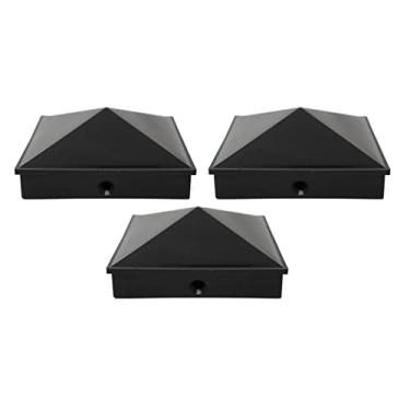 Imagem de Tampa de poste de vinil pirâmide de plástico nominal 5x5 (11,4 cm x 11,4 cm) com furo pré-perfurado em várias quantidades pretas ou brancas para postes nominais de 12,7 cm x 12,7 cm (3, preto)