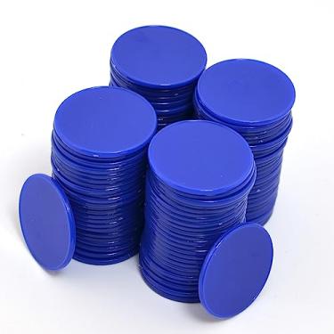 Imagem de Smartdealspro 100 unidades de 32 mm/1,26 polegadas opaco plástico aprendendo contadores discos, mini fichas de pôquer jogo fichas com caixa de armazenamento (azul escuro)