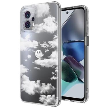 Imagem de Capa de celular para Motorola Moto G14 TPU transparente à prova de choque [resistente a arranhões] [antiqueda] capa protetora homem adolescente menino meninas mulheres céu branco nuvem design moderno
