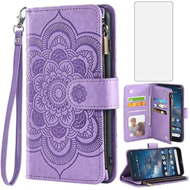 Imagem de Asuwish Capa de telefone para Nokia 8.3 5G Nokia 8V G5 UW capa carteira com protetor de tela de vidro temperado e flor de couro flip suporte para cartão de crédito acessórios de celular TPU Nokia 8.3