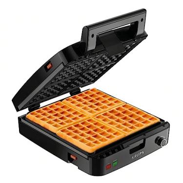 Imagem de KRUPS Máquina de waffle belga com placas removíveis, 4 fatias, prata/preto