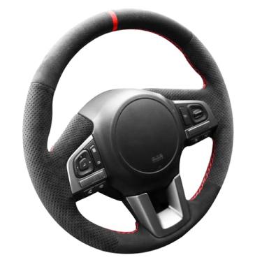 Imagem de Alfanxi Costura à mão Itália Alcantara Capa de Volante para Carro Envolvente para Subaru Forester 2.0XT/Forester 2.5i (Alcântara + Fio Vermelho)