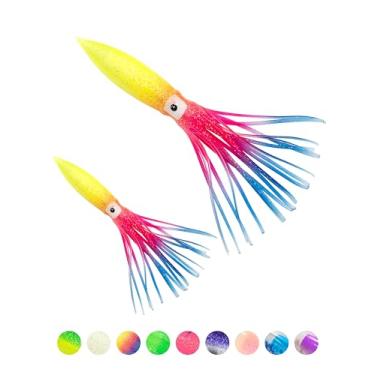 Imagem de BLUEWING Lote de 10 lulas de concha de saia com boia interna de 15,2 cm/22,9 cm para atum, wahoo, mahi, marlin, peixe grande arco-íris 23 cm / 9 polegadas
