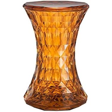 Imagem de Banqueta de acrílico transparente, mesa lateral pequena com função de armazenamento, banco de chuveiro de banheiro, laranja