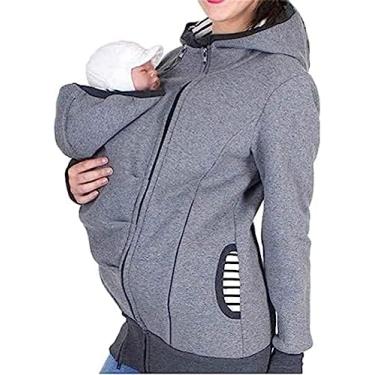 Imagem de Moletom com capuz para porta-bebês, multifuncional para maternidade, moletom com capuz para carregar bebês, jaqueta canguru, casaco, camisas de cuidados, casaco para bebê e mãe, 2, M