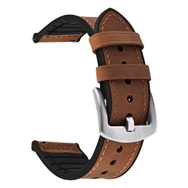 Imagem de Fullmosa Pulseira de relógio de liberação rápida de 20 mm, pulseiras híbridas de couro e silicone para Samsung Galaxy Watch, Samsung Gear S2 Classic/Gear Sport, Huawei Watch 2, Garmin Forerunner 645
