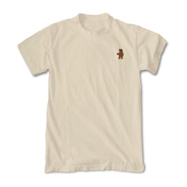 Imagem de Riot Society Camiseta masculina de manga curta com logotipo bordado, Urso Riot bordado (areia), M