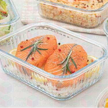 Imagem de Marmita Vidro Ondulado Hermética Fit 1040ml Microondas 7 Un