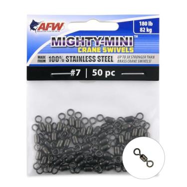 Imagem de American Fishing Wire Mighty Mini guindaste giratório de aço inoxidável, tamanho nº 7, teste de 81 kg, preto metálico, 50 peças