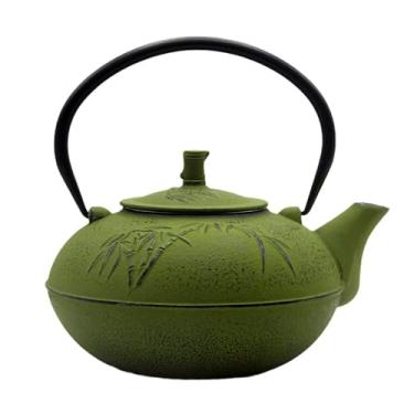 Imagem de Chaleira de chá de ferro fundido grande e pesada de 2500 ml para 5 a 8 xícaras, bule de chá com infusor de aço inoxidável, bule de ferro fundido seguro para fogão (bule de chá verde de 2500 ml com