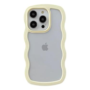 Imagem de Caseative Capa para iPhone 14 Pro, linda capa de telefone macia à prova de choque em forma de moldura ondulada (amarela)