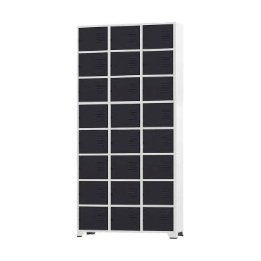 Imagem de Armário Roupeiro De Aço 24 Portas Para Vestiário Academia Locker Preto com Chave