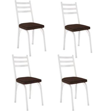 Imagem de Kit 4 Cadeiras Para Cozinha Tubular D-13 Nara De Aço Branco-imbuia