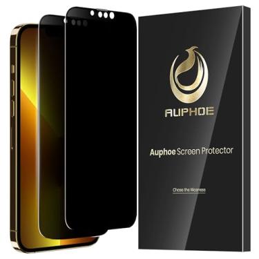 Imagem de Auphoe Pacote com 2 protetores de tela de privacidade 360 para iPhone 14 Plus, filtro antiespião de 4 vias, película de vidro temperado 9H para Apple 14 Plus
