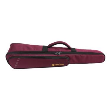 Imagem de Deevoka Estojo de armazenamento para saxofone e clarinete, estojo reto para saxofone soprano com bolso externo, bolsa de transporte portátil para palco ao ar, Vermelho Violeta