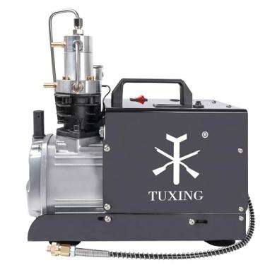 Imagem de TUXING Bomba de compressor de ar de alta pressão 4500psi, controle ajustável com parada automática 110V 30Mpa bomba de ar elétrica rifle de ar PCP 4500PSI estação de enchimento de paintball para