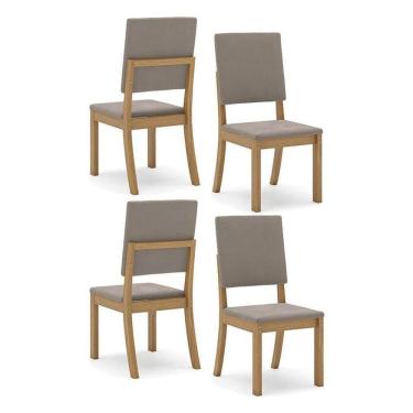 Imagem de Cadeira Para Mesa De Jantar Milla Kit 4 Peças Nature Marrom Amêndoa - Henn