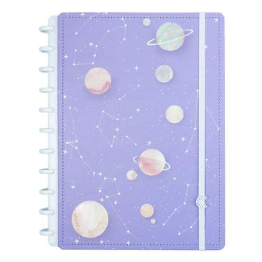 Imagem de Caderno Inteligente Purple Galaxy Gocase Tamanho Grande A4 Discos Capa Dura luxo Folha Destacável Escolar Universitário