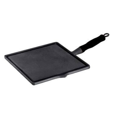 Imagem de Bifeteira quadrada lisa com cabo de silicone Preto 26x26cm