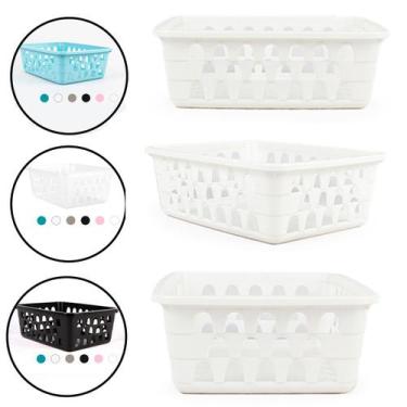 Imagem de Cesto Multiuso Organizador Pequeno REF020  16x12x6Cm Branco 123Organiz