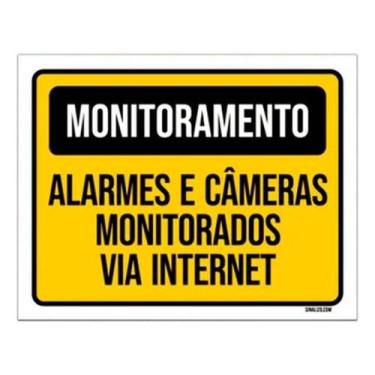 Imagem de Placa Monitoramento Alarmes Câmeras Monitorados 18X23 - Sinalizo