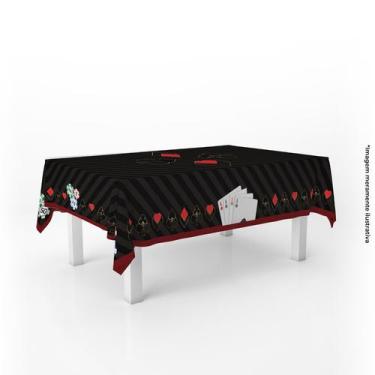 Imagem de Toalha de Mesa Felpuda Retangular Listrada Poker Truco 6 lugares - PRE