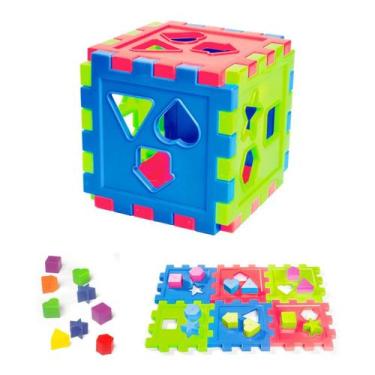 Imagem de Brinquedo Cubo de Encaixe Didático Colorido Com Blocos De Encaixar Gra