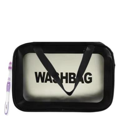 Imagem de Bolsa Nécessaire Washbag Grande Impermeável Preto C/ Escova - Mormino