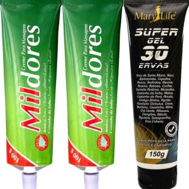 Imagem de Kit 2 Creme Para Massagem Mil Dores 100g + 1 Super Gel 30 Ervas 150g -
