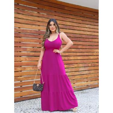 Imagem de Vestido Longo Saia com Babado Laço nas Costas - luh may, Rosa, G