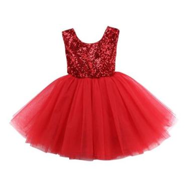 Imagem de Vestido Infantil Menina Festa Brim Tule Florido + Lantejoula - anjo da