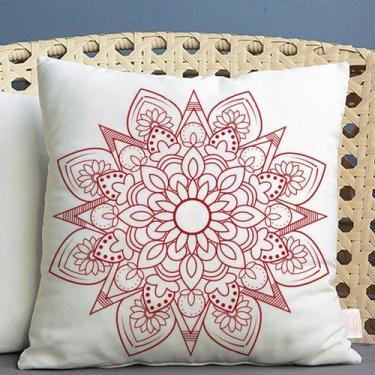 Imagem de Almofada Estampada Mandala 40x40cm Indira Vermelho - FASTLAR