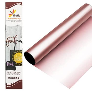 Imagem de Firefly Craft Folha de vinil elástica para transferência de calor | Vinil metálico HTV | Vinil de ferro em folha para Cricut e silhueta | Estilo espelhado Vinil prensado a calor para camisetas – 30,48 cm x 50,80 cm, Rose Gold, 1 sheet, 1