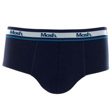 Imagem de Cueca Slip Mash Masculina Cotton Algodão Elástico, Azul marinho, M