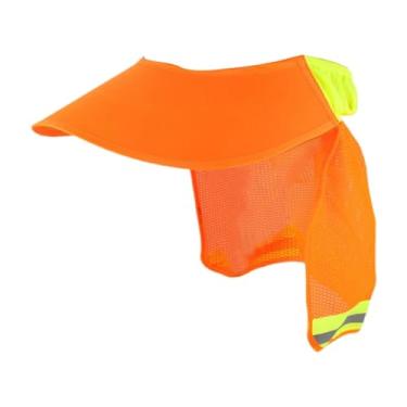 Imagem de KiBcsLic Capacete de Segurança de Aba Larga Protetor Solar Leve para Pescoço com Faixa Reflexiva Chapéu Seguro para O Verão Ao Ar Livre, Laranja, Tamanho real