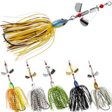 Imagem de JSHANMEI Iscas de pesca com isca de oscilação e zumbido Lâminas giratórias de metal Jigs Iscas de pesca artificiais para truta de piquê de baixo, 6PCS