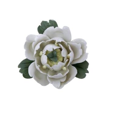 Imagem de Peônia, arte de parede de flores de cerâmica de 7 cm, decoração de parede de flores artificiais 3D, escultura de parede feita à mão, decoração de parede de flor de porcelana para casa, corredor, sala