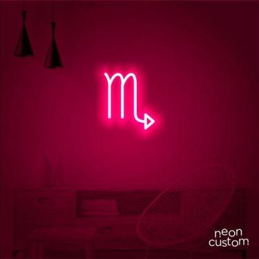 Imagem de luminaria letreiro Neon Led Signo Escorpião 100x90 luminoso decoração 