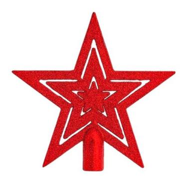 Imagem de Ponteira Para Arvore de Natal Estrela Vazada 13cm Glitter - Klizz, Ver