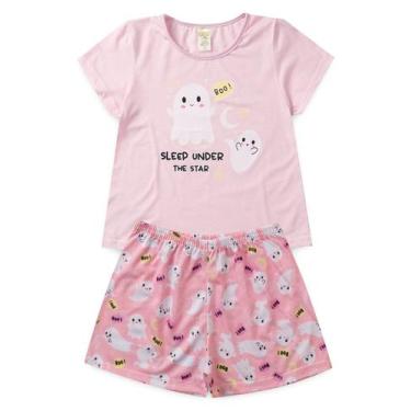 Imagem de Pijama Infantil Feminino Verão Boo - Hey Kids - Rosa Claro - HeyKids, 