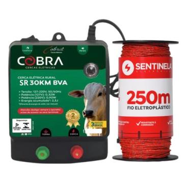 Imagem de Kit Eletrificador Cerca Rural 30km BV + Cabo 250m - Cobra